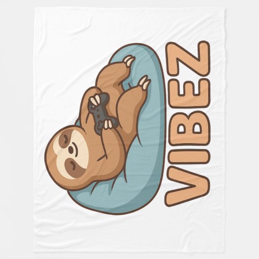 Horizontal Sloth VIBEZ Fleece Blanket – Chill Nap (Voorkant)