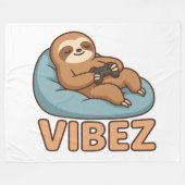 Horizontal Sloth VIBEZ Fleece Blanket – Chill Nap (Voorkant (Horizontaal))