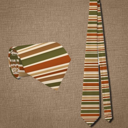 horizontal   stripes in  retro autumn mood  stropdas