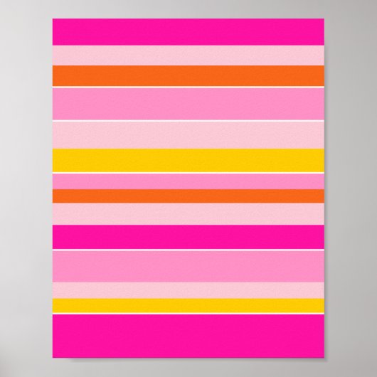 Horizontal Stripes Pink Orange Yellow Striped Poster (Voorkant)