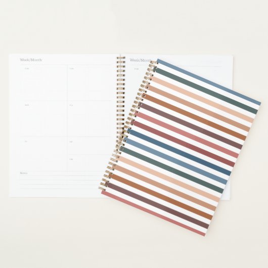 Horizontal Terracotta and Teal Stripes Planner (Display)