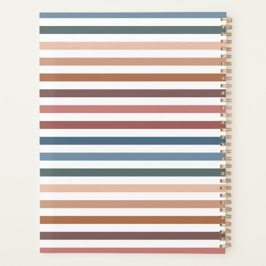 Horizontal Terracotta and Teal Stripes Planner (Achterkant)