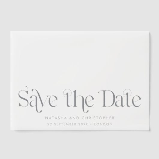 Horizontale Art Deco Sla de datum Overlay Vellum Uitnodigingen (Voorkant)