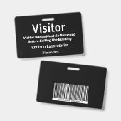 Horizontale bezoekerspas zwart-wit ontwerp badge (Voor- en achterkant)