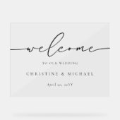 Horizontale Elegante Script Welkom Bruiloft Acryl Bord (Voorkant)