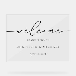 Horizontale Elegante Script Welkom Bruiloft Acryl Bord