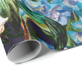 Horizontale Floral-grens. Lilies en delfiniums, Cadeaupapier (Rol Hoek)