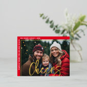 Horizontale foto - Offset Huge Script - Cheers Folie Feestdagen Briefkaart (Staand Voorkant)