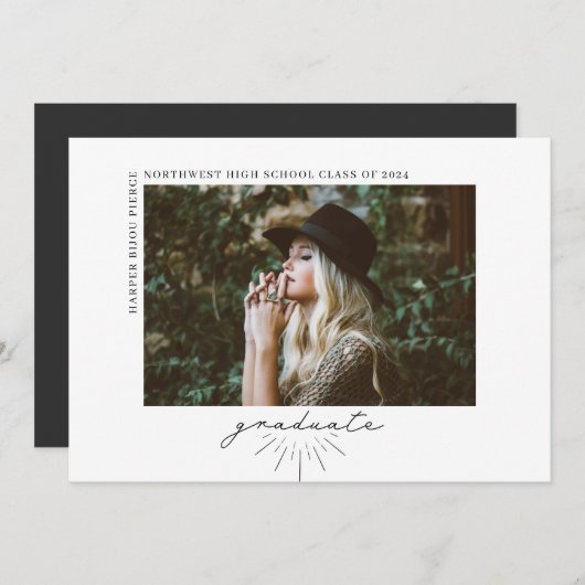 Horizontale foto van het Afstuderen van het Manusc Aankondiging (Voorkant / Achterkant)