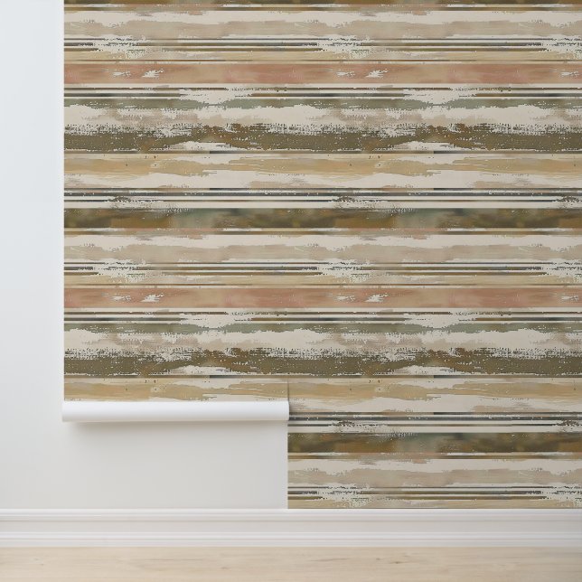 Horizontale geschetste artistieke lijnen aarde kle behang (Applicatie)