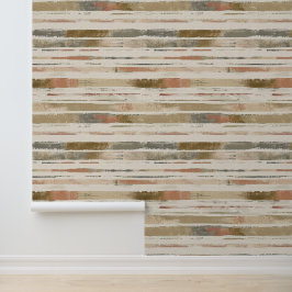 Horizontale geschetste artistieke lijnen aarde kle behang