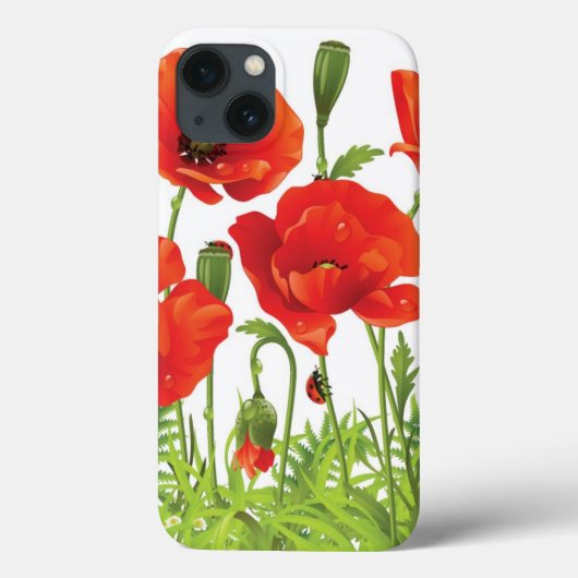 Horizontale grens met rode papaver Case-Mate iPhone case (Achterkant)