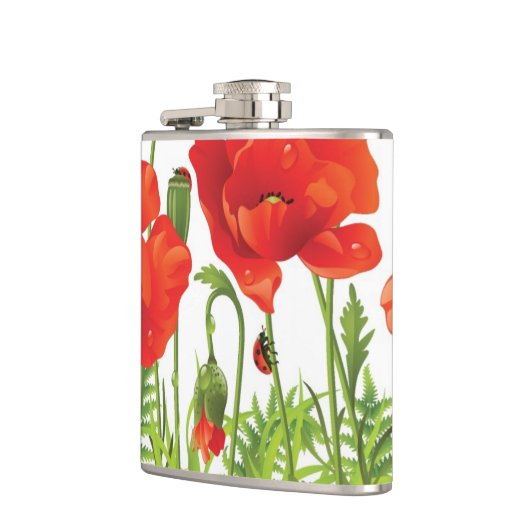 Horizontale grens met rode papaver heupfles (Links)