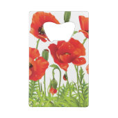 Horizontale grens met rode papaver kredietkaart flessenopener (Achterkant)