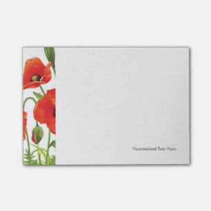 Horizontale grens met rode papaver post-it® notes