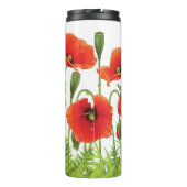 Horizontale grens met rode papaver thermosbeker (Achterkant)