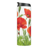 Horizontale grens met rode papaver thermosbeker (Geroteerd rechts)