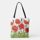 Horizontale grens met rode papaver tote bag (Achterkant)