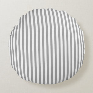 Horizontale grijze en witte strepen patroon 2 rond kussen