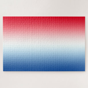 Horizontale helder rood wit en blauw ombre legpuzzel