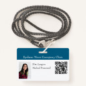Horizontale ID Foto en QR code Badge Generic Blauw (Voorkant met draagriem)