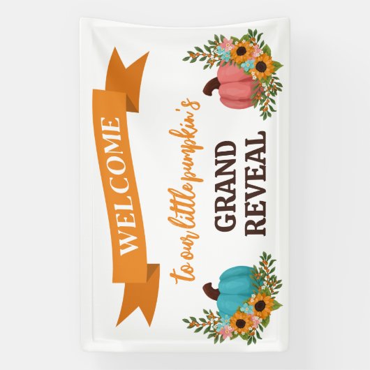 Horizontale Kleine Pompoen Geslacht Onthullen Welk Spandoek (Verticaal)