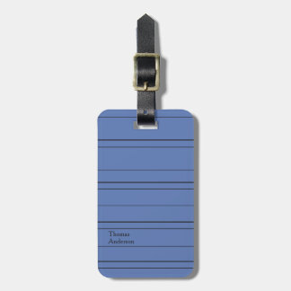 Horizontale lijnen, zwarte strepen op blauw bagagelabel