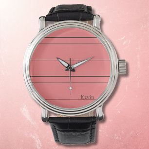 Horizontale lijnen, zwarte strepen op rood horloge