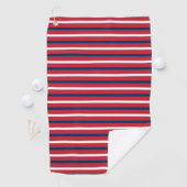 Horizontale Nautical Stripes Red Blue White Golfhanddoek (Insitu)