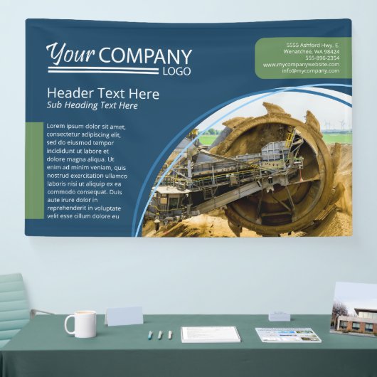 Horizontale Navy Blue, Sage Green Wall Logo Banner (Beurs)