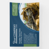 Horizontale Navy Blue, Sage Green Wall Logo Banner (Verticaal)