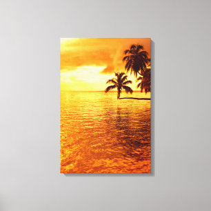 Horizontale palmboom zonsondergang canvas print