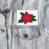 Horizontale rechthoekige pin - een kerstpoinsettia button (Insitu)