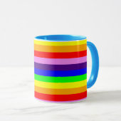 Horizontale regenboogstrips, klassieke helderkleur mok (Voorkant rechts)