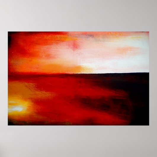 Horizontale rode Abstracte rechthoek Art Afdrukken Poster (Voorkant)