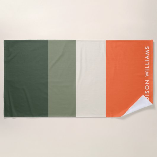 Horizontale streep monogram kleurenblok strandlaken (Voorkant)