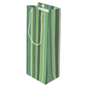 Horizontale strepen met olijfgroen wijn cadeautas