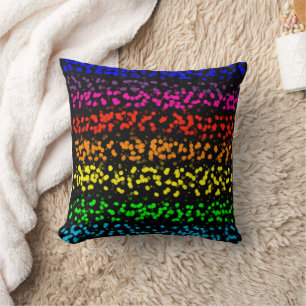 Horizontale strepen met stippen in regenboogkleure kussen