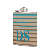 Horizontale Stripes Bruin- en Blauw Monogram Heupfles (Links)