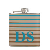Horizontale Stripes Bruin- en Blauw Monogram Heupfles (Voorkant)
