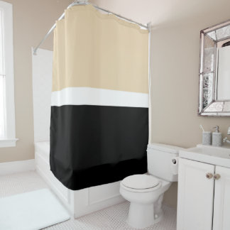 Horizontale Taupe Zwart Retro Modern Stripe Spring Douchegordijn