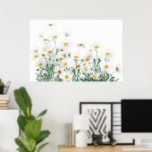 horizontale waterverf witte margaret daisy poster (Thuiskantoor)