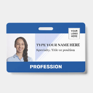 Horizontale Werknemer Foto Logo Streepjescode Na Badge