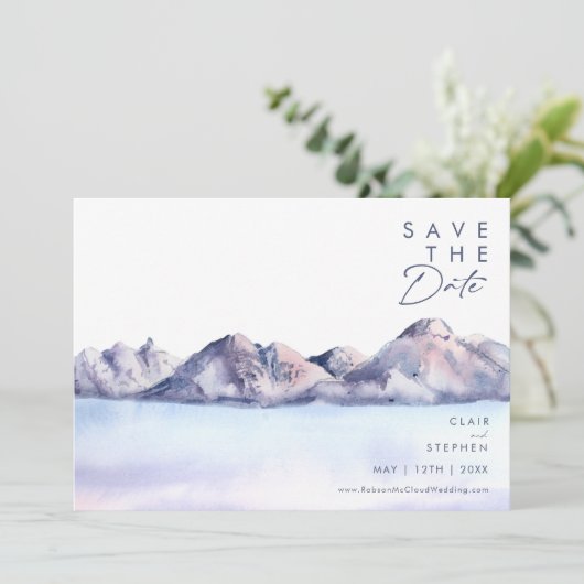 Horizontale winterberg, behalve de datum save the date (Staand voorkant)