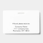 Horizontale witte ID-badge Badge (Achterkant)