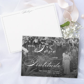 Horizontale zwart-wit platte bedankkaart