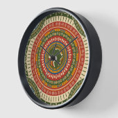 Horloge 10" Arrondi Afrocentrique, Cadre en bois noir (Angle)