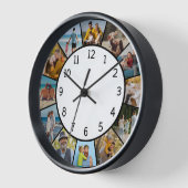 Horloge 12 Collage photo Famille & Amis Noir & Blanc  (Angle)
