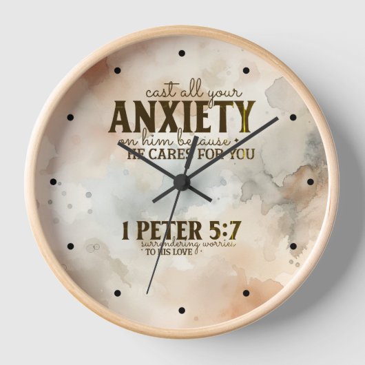 Horloge 1 Pierre 5:7 Posez votre anxiété sur lui Bible Ver (Recto)