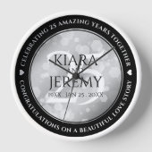 Horloge 25e anniversaire de mariage de noces d'argent élég (Recto)